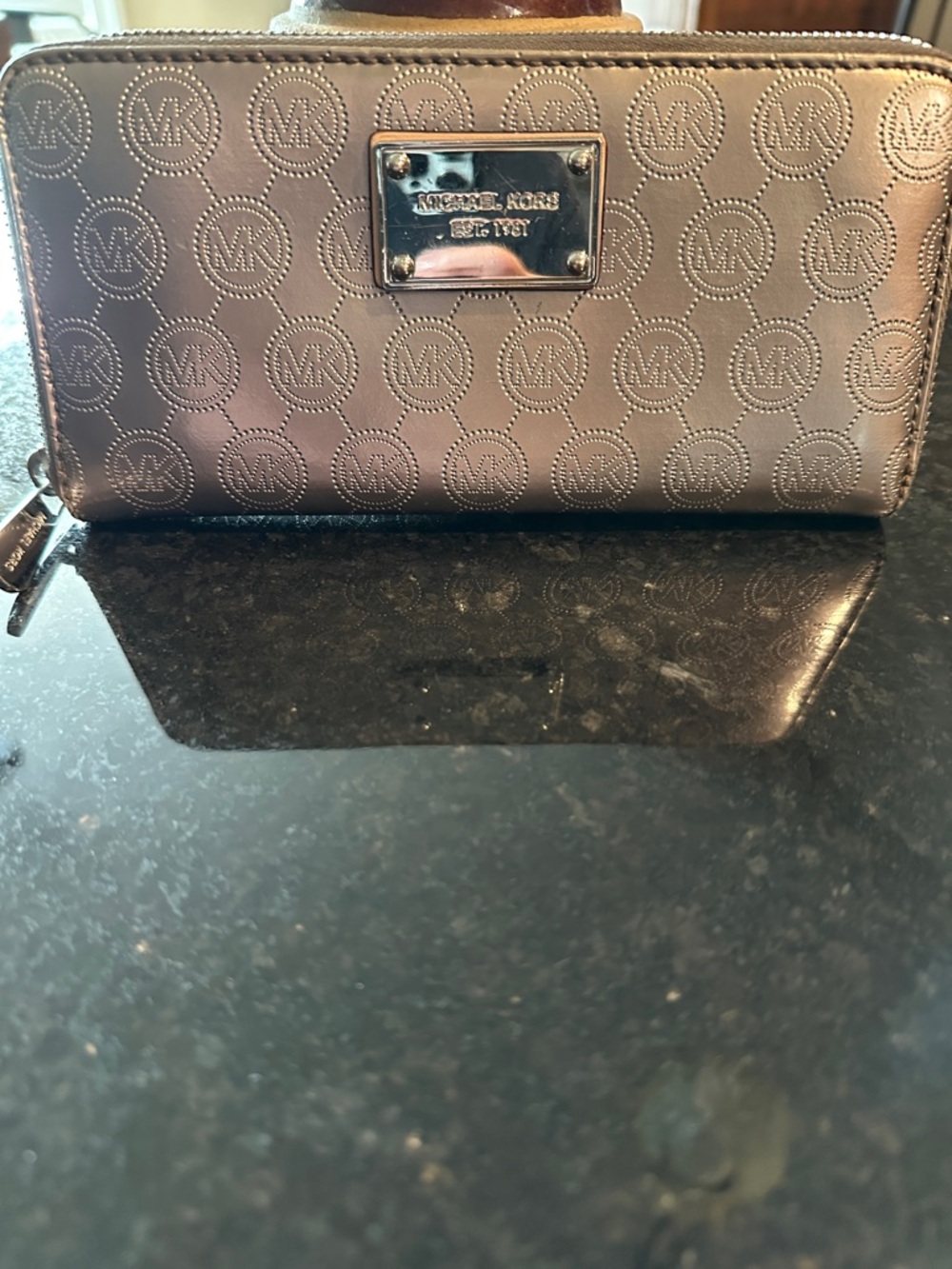 Michael Kors Metallic Taupe Zip-Around Wallet